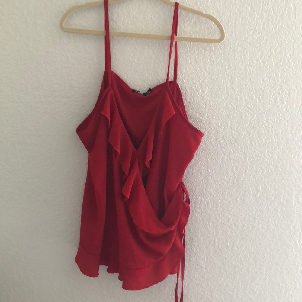 Red spaghetti strap blouse